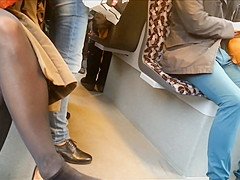 Beautiful Candid Legs in Black Pantyhose