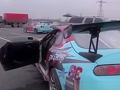 Big Tits in Race Car