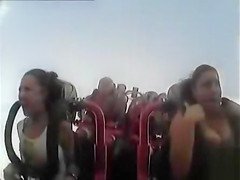 Big tits pop out on the rollercoaster