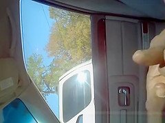 Black man strokes cock in car