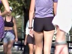Candid sports girl in the mini shorts on slim body 01f