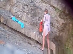 chick putting her panties on