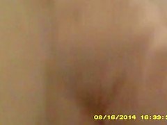 Close up of soap covered curvy wife in shower