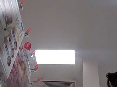 Girl in short striped dress erotic up skirt view