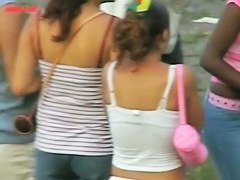 Hussy in short shorts stars in a hot candid video