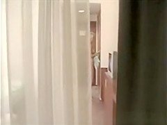 in the hotel room window