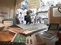 Japanese woman toying her holes on in video booth