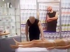 Massage demonstration on a slender chick in panties