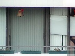 My slim blonde neighbor naked in her apartment