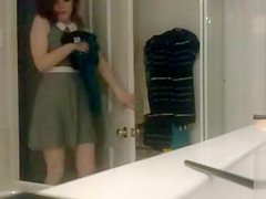 Pretty dress on a chick undressing to shower