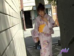 Sexy little geisha flashes her boobies during some wild sharking meeting