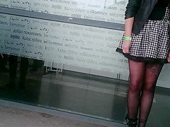 sexy redhead black pantyhose and tatoo