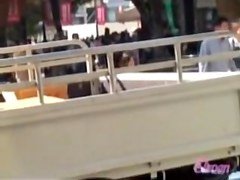Short Asian got skirt sharked after passing bunch of people