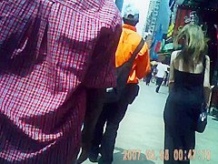 slim white chick walking