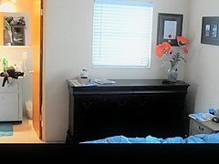 Small tits woman spied in bedroom after shower