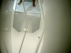 Soaped up black chick spied under shower