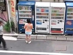 Thirsty angelic Asian gal getting pulled into sharking affair in the street