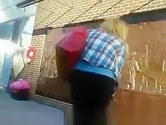 Thong in see thru leggings