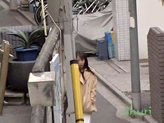 Vixenish skinny Japanese chick flashes her hairy pussy during sharking meeting
