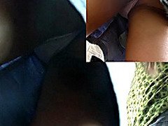 Her white panty upskirt